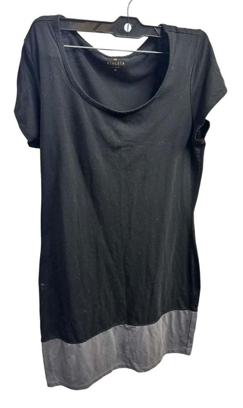 Athleta Women M Gray Black Colorblock Merino Wool Blend Ella T-Shirt Dress